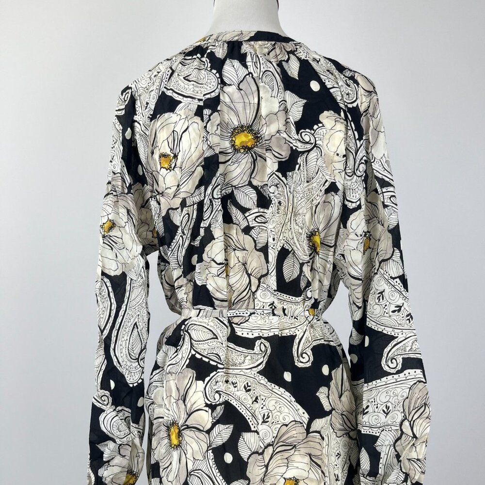 NWOT JOHNNY WAS Biya Silk Long Sleeves Floral Midi Dress Boho Chic Sz S - Picture 6 of 12